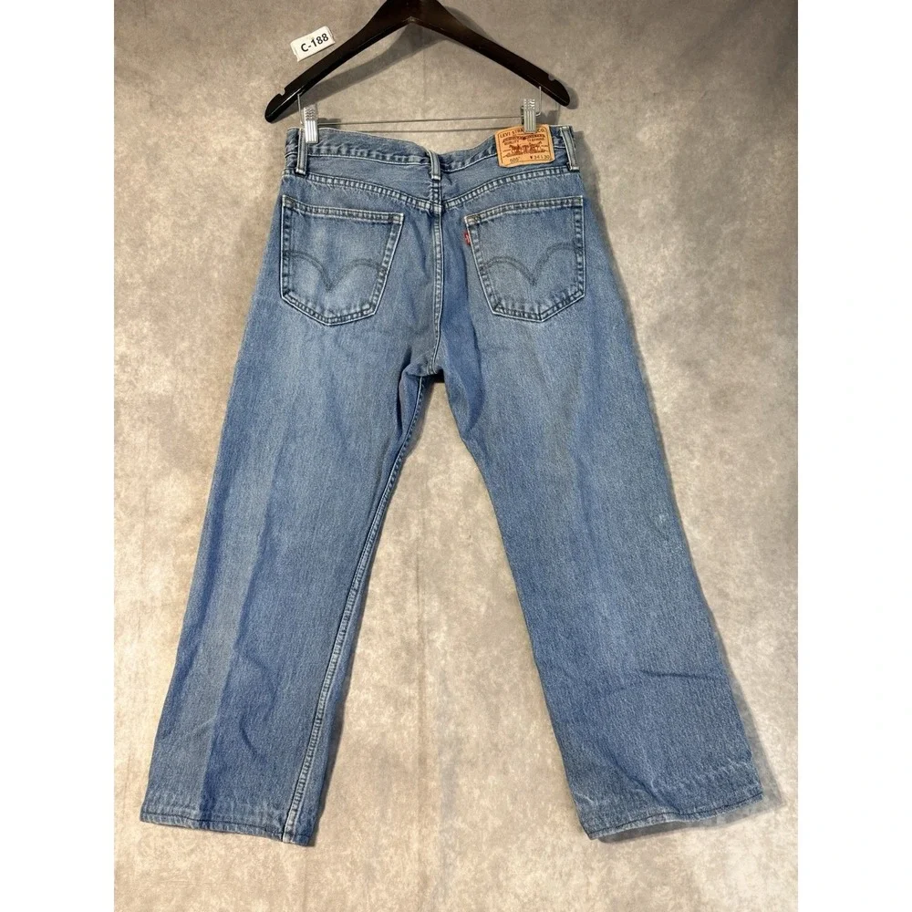 Levis 505 Y2K Jeans Mens 34x30 Medium Wash Denim Regular Fit Straight Leg Blue